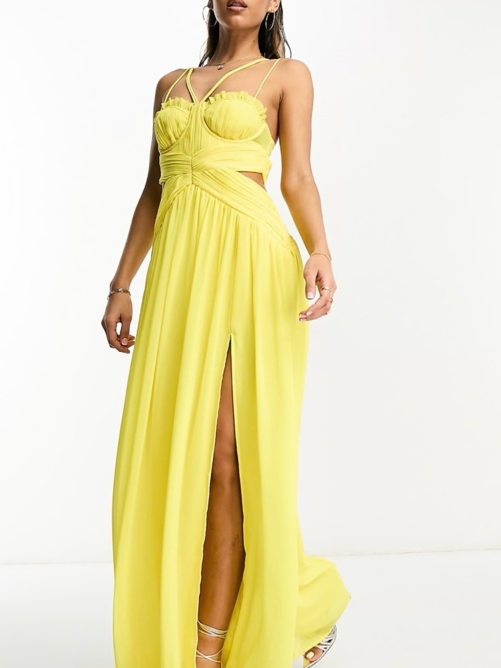 ASOS Yellow Cutout Strappy Maxi Dress